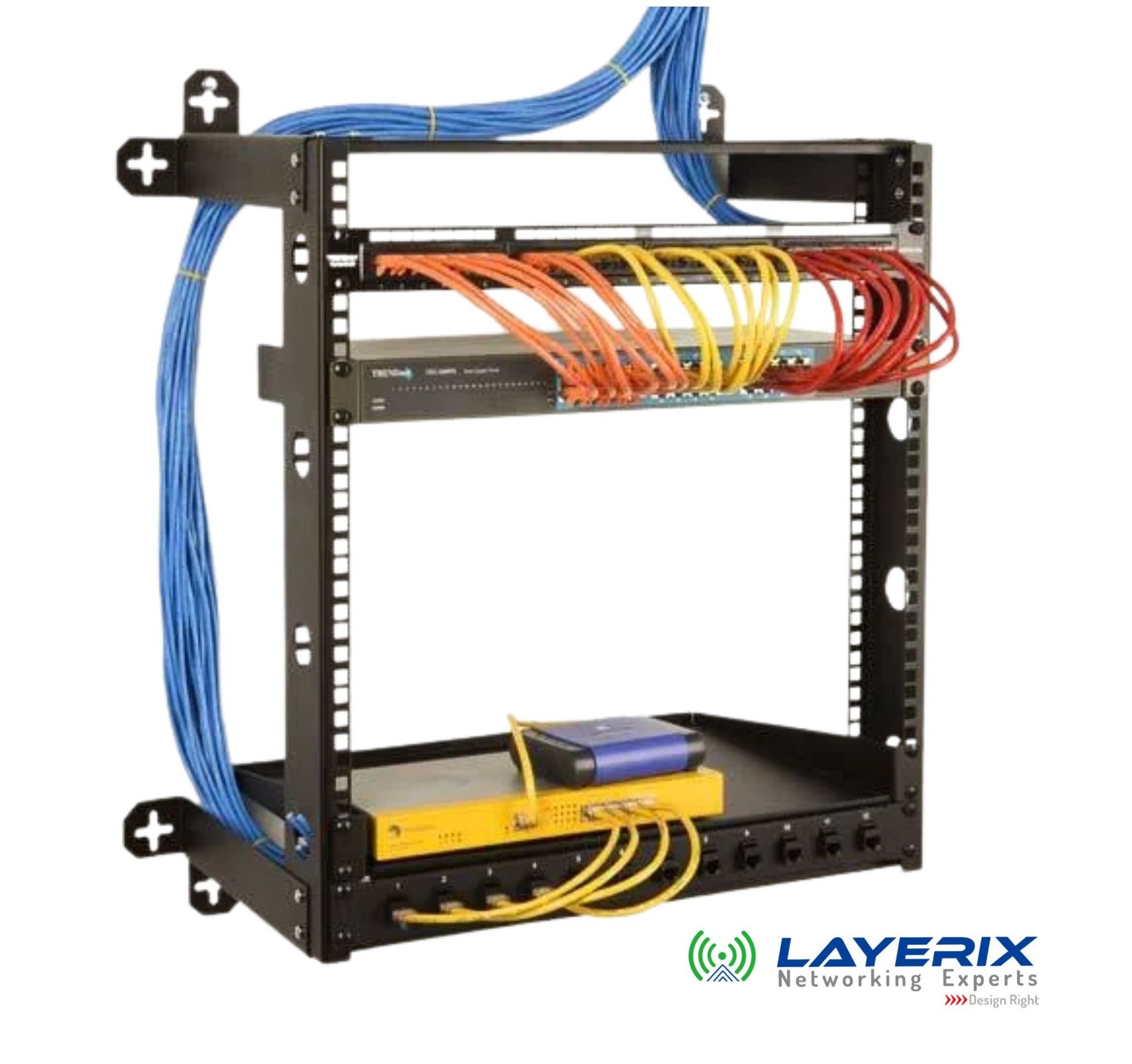 Wall mount network rack