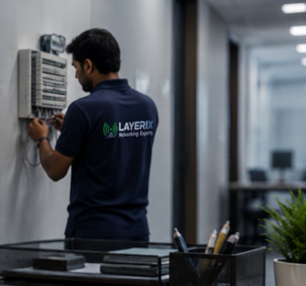 Wall phone installation — warehouse, Gujarat