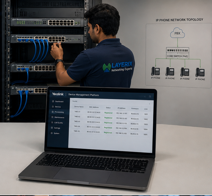 PoE switch configuration for VoIP — technology park, Hyderabad