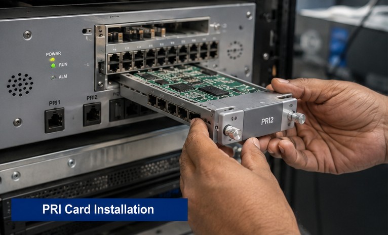 PRI card installation — corporate campus, Chennai